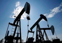 Pumpjacks pump crude oil near Halkirk, Alta., on June 20, 2007. THE CANADIAN PRESS/Larry MacDougal