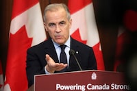 Prime Minister Mark Carney speaks on Parliament Hill on Thursday. Infrastructure investors have taken notice of his government's plan to fast-track major projects and raise seed capital for a sovereign wealth fund.