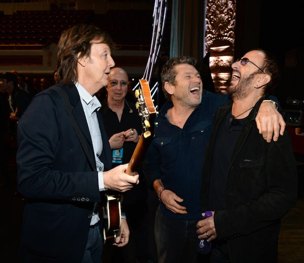 Paul McCartney, Jann Wenner and Ringo Starr attend the 30th Annual Rock And Roll Hall Of Fame Induction Ceremony at Public Hall on April 18, 2015 in Cleveland, Ohio.  (Photo by Kevin Mazur/WireImage for Rock and Roll Hall of Fame)