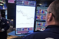 Specialist Anthony Matesic works at his post on the floor of the New York Stock Exchange, Wednesday, June 3, 2026. (AP Photo/Richard Drew)