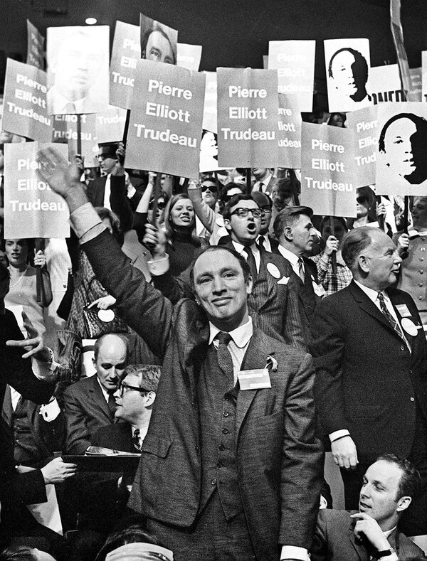 Pierre Trudeau waves to the crowd of supporters after being winning the Liberal Leadership, April 6, 1968. The last time Liberals looked at so many names on a leadership ballot was in 1968, a convention that many stalwarts consider the high-water mark of the party. The comparisons with that electric gathering that saw Pierre Trudeau win in seem easy, but are they too simplistic?  (CP PICTURE ARCHIVE/ Chuck Mitchell)