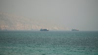 Vessels at the Strait of Hormuz, as seen from Musandam, Oman, on Thursday.