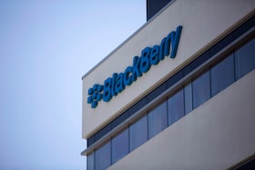 The Blackberry logo is shown on the company's B building in Waterloo, Ont. on Tuesday, May 29, 2018. BlackBerry Ltd. says it expects its fourth-quarter and full-year revenue for its cybersecurity business to be lower than expected as some large deals that were expected to close in the quarter were not completed in time. THE CANADIAN PRESS/Andrew Ryan