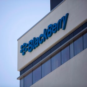 The Blackberry logo is shown on the company's B building in Waterloo, Ont. on Tuesday, May 29, 2018. BlackBerry Ltd. says it expects its fourth-quarter and full-year revenue for its cybersecurity business to be lower than expected as some large deals that were expected to close in the quarter were not completed in time. THE CANADIAN PRESS/Andrew Ryan