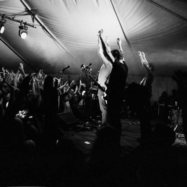 The indie rock band Constantines performs at Sappyfest in 2014. Steve Lambke, a guitarist and vocalist in the band, was the festival’s creative director from 2017 to 2021. 