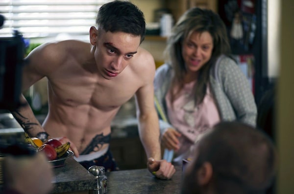 Théodore Pellerin as Vincent in Family First (Original title: Chien De Garde), 2018. JP and Vincent, two brothers from a dysfunctional family, get involved in their uncle's drug cartel. Things quickly start spiralling out of control for Vincent, the younger and more unstable of the two. Courtesy of CBC Gem