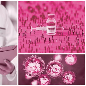 lf-Ask-a-Doctor-Measles-0518
Doctor writing notes.
Measles Vaccine Bottle.
Measles morbillivirus structure - 3d rendered image.