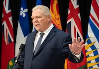 Ontario Premier Doug Ford speaks with reporters in Ottawa on Jan. 29.
