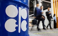 A barrel with the OPEC logo during the COP29 conference in Baku, Azerbaijan, in 2024. 