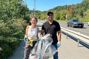 Unilever Canada employees volunteer during a garbage clean-up activity.