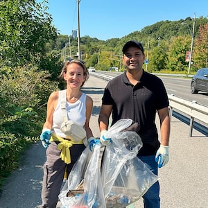 Unilever Canada employees volunteer during a garbage clean-up activity.