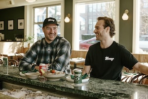 nonny-bravo 0226 Nonny founders Lane and Leigh Matkovich . Leigh Matkovich, Co-founder (Left)
Lane Matkovich, Co-founder (Right)
Photographer is Grady Mitchell
Location is Bar Bravo here in Vancouver