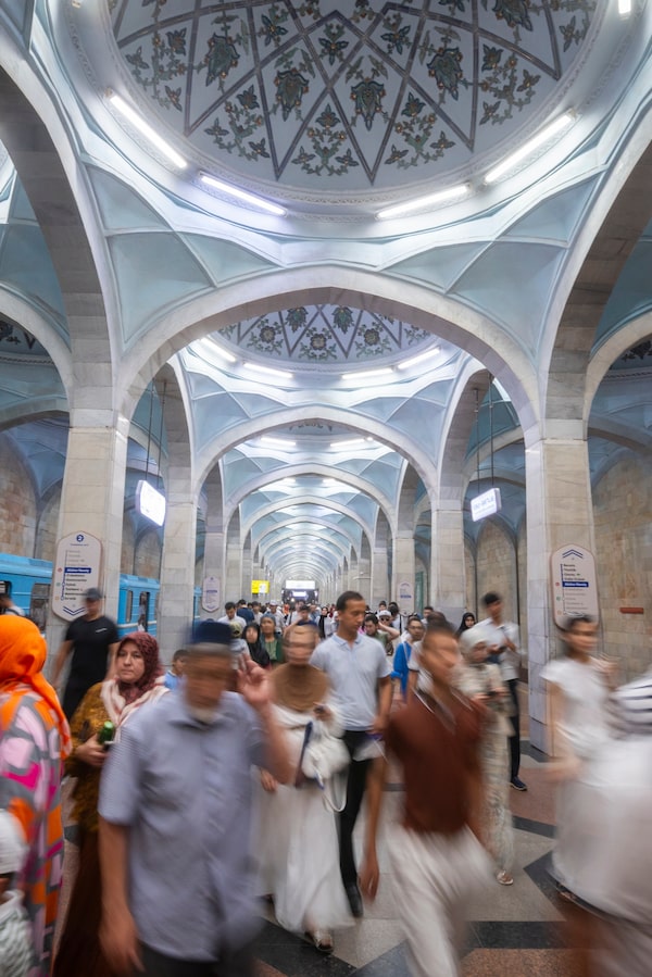 Alisher Navoi station in Tashkent, Uzbekistan, is not only one of the busiest stations on the subway network, it is also one of the most beautiful.