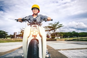 Boy riding a bike