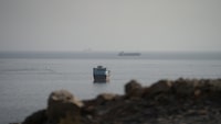 Vessels in the Strait of Hormuz, as seen from Musandam, Oman, Aug. 3. 