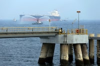 FILE - An oil tanker approaches the new Jetty during the launch of the new oil facility in Fujairah, United Arab Emirates, Sept. 21, 2016. (AP Photo/Kamran Jebreili, File)