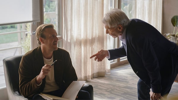Jason Segel and Harrison Ford in "Shrinking," premiering January 27, 2023 on Apple TV+.