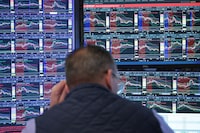 NEW YORK, NEW YORK - JUNE 10: Traders work on the floor of the New York Stock Exchange during afternoon trading on June 10, 2026 in New York City. Stocks were significantly down at the closing of the market with the Dow Jones losing over 800 points after U.S. President Donald Trump stated that negotiations with Iran were taking “too long” and threatened more action causing oil prices to rise.  (Photo by Michael M. Santiago/Getty Images)