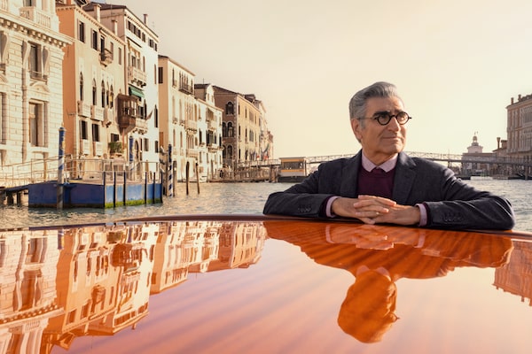 Eugene Levy visits Venice in “The Reluctant Traveler,” premiering Friday, February 24 on Apple TV+.