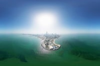 This picture taken on February 1, 2026 shows an aerial view of the landmark Kuwait Towers and the Ras al-Ard cape of Kuwait City overlooking the Gulf waters. (Photo by YASSER AL-ZAYYAT / AFP via Getty Images)