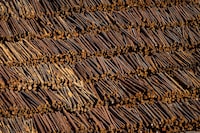 Logs are seen in an aerial view stacked at the Interfor sawmill, in Grand Forks, B.C., on May 12, 2018.  