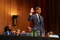 Kevin Warsh, U.S. President Donald Trump's nominee to be next chair of the Federal Reserve, swears-in to testify before a Senate Banking Committee confirmation hearing on Capitol Hill in Washington, D.C., U.S., April 21, 2026. REUTERS/Elizabeth Frantz