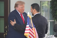 President Donald Trump greets Iraq's Prime Minister Ali al-Zaidi at the White House, Tuesday, July 14, 2026, in Washington.(AP Photo/Alex Brandon)