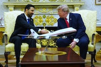 President Donald Trump meets with Iraq's Prime Minister Ali al-Zaidi in the Oval Office of the White House, Tuesday, July 14, 2026, in Washington. (AP Photo/Julia Demaree Nikhinson)