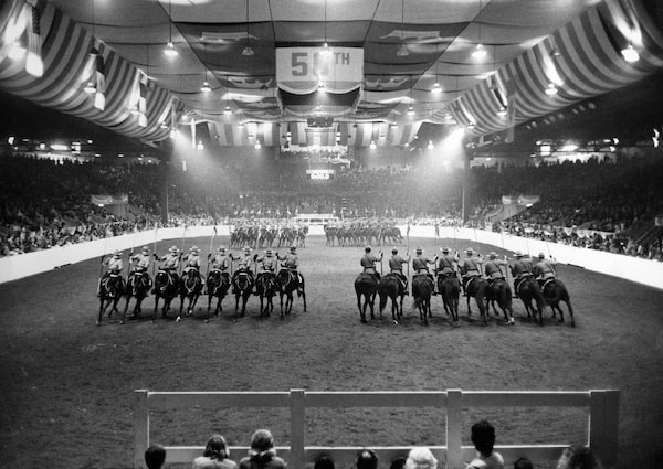 Members of the Royal Canadian Mounted Police Musical Ride go through their intricate manoeuvres at the Royal Winter Fair in Toronto, November 12, 1972. Photo by John McNeill / The Globe and Mail