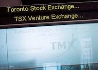 The Toronto Stock Exchange Broadcast Centre is pictured in Toronto on June 28, 2013. 