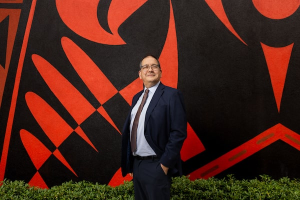 Mark Podlasly, CEO of the First Nations Major Projects Coalition and member of Nlaka'pamux First Nation, in Downtown Vancouver. March 20, 2026.