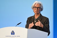 FILE PHOTO: European Central Bank (ECB) President Christine Lagarde addresses the press following the ECB's Governing Council meeting, at the ECB headquarters in Frankfurt, Germany, February 5, 2026.  REUTERS/Jana Rodenbusch/File Photo