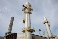 Boilers—where steam is created—at the Cenovus Christina Lake oil sands facility southeast of Fort McMurray, Alta., on Wednesday April 24, 2024.