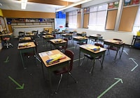A classroom is shown in Toronto, Monday, Sept. 14, 2020.