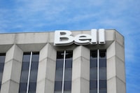 Bell Canada signage is pictured on a building in Ottawa on Monday, Aug. 14, 2023 