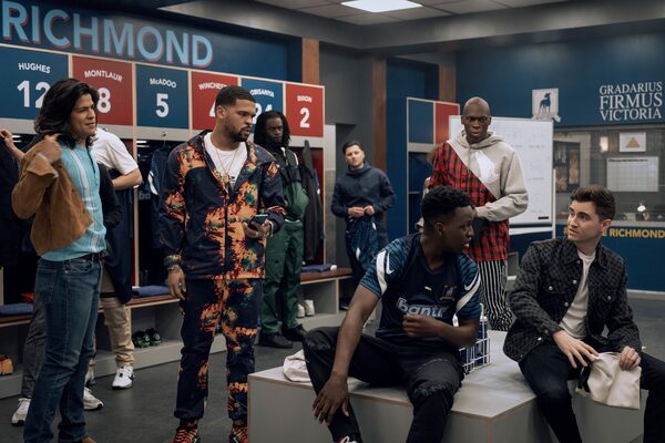Cristo Fernández, Kola Bokinni, Toheeb Jimoh and Billy Harris in "Ted Lasso," (Season 3, Episode 1) premiering March 15, 2023 on Apple TV+.