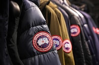 Canada Goose jackets and clothing is on display at the Harry Rosen store in Toronto on September 17, 2024.  
