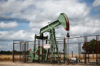 A pumpjack operates at the Vermilion Energy site in Trigueres, France, June 14, 2024. 