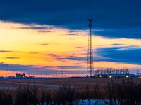 Cell Tower at sunset, regina, saskatchewan, canada.