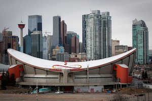 Calgary's skyline in March, 2020.