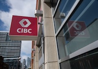 The CIBC bank branch on Front St. East near Berkeley St. in Toronto, on April 6, 2026.  
