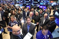 Traders prepare as sales of MDA Space Ltd begin at the New York Stock Exchange during morning trading on March 12, 2026 in New York City.  