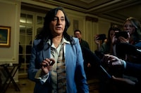 Minister of Foreign Affairs Anita Anand responds to questions from journalists after speaking at the Ottawa Conference on Defence and Security in Ottawa on Wednesday.