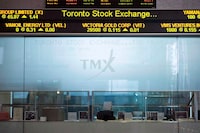 The Toronto Stock Exchange Broadcast Centre is shown in Toronto on June 28, 2013 