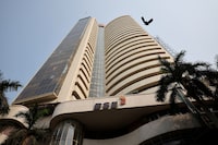 A bird flies near the Bombay Stock Exchange (BSE) building in Mumbai, India, April 3, 2025. 