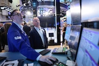NEW YORK, NEW YORK - JULY 08: Traders work on the floor of the New York Stock Exchange during morning trading on July 08, 2026 in New York City. Stocks tumbled at the opening after U.S. President Donald Trump's announcement at the NATO Summit that the ceasefire with Iran is “over” amid renewed hostilities that sent oil prices surging. (Photo by Michael M. Santiago/Getty Images)