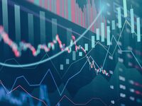 Financial stock market graph. Selective focus. Depicts TradingView financial market chart.
