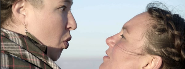 Ever Deadly (Documentary). Featuring Tanya Tagaq, Inuit throat singer, and created in collaboration with filmmaker Chelsea McMullan. Shown: Tanya and Laakkuluk Williamson Bathory throat singing. Courtesy of The National Film Board of Canada