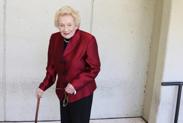 FILE - Native Hawaiian heiress Abigail Kawananakoa poses outside a Honolulu courthouse on Oct. 25, 2019. Kawananakoa, the so-called last Hawaiian princess whose lineage included the royal family that once ruled the islands and an Irish businessman who became one of Hawaii’s largest landowners, died on Sunday, Dec. 11, 2022. She was 96. (AP Photo/Jennifer Sinco Kelleher, File)