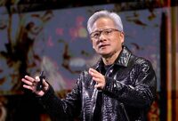 FILE PHOTO: Nvidia CEO Jensen Huang gives a keynote address at CES 2025, an annual consumer electronics trade show, in Las Vegas, Nevada, U.S. January 6, 2025.  REUTERS/Steve Marcus/File Photo